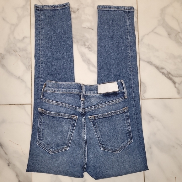 Re/Done Comfort Stretch High Rise Ankle Crip Stretch Jeans In Mid 70s Size 24 - Picture 5 of 14